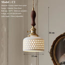 Axyaa Nordic Ceramic Pendant Ceiling Light, Modern Brass Socket Hanging Lamp