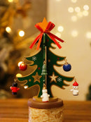 Axyaa Handcrafted Wooden Christmas Tree Ornament Green Festive Table Centerpiece
