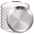 Axyaa Round Camping Dinner Plates, Rust-Proof & Stackable, Set of 8