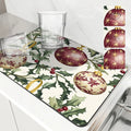 Axyaa Christmas Dish Drying Mat - Heat Resistant Non-slip Kitchen Counter Pad