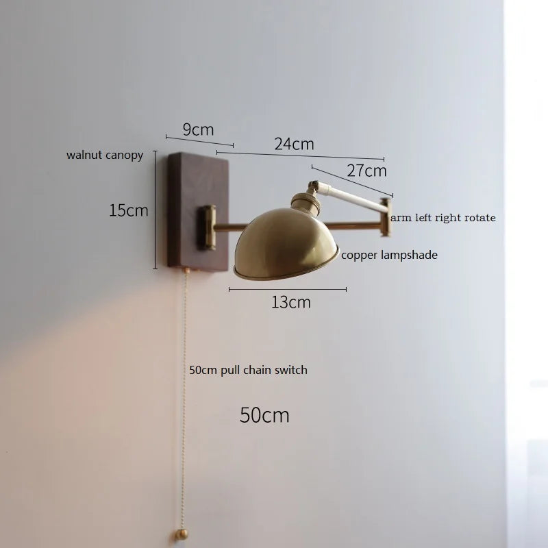 Axyaa Wood Canopy LED Wall Lamp with Pull Chain Switch