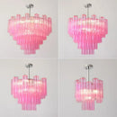 Axyaa Pink & White Glass Art LED Chandelier for Living Room