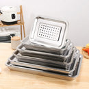Axyaa Stainless Steel Food Storage Tray Shallow Vegetable Fruit Plate Drain Pan