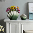 Axyaa Shell Ceramic Vase: Table Decor, Artificial Flowers, Room Aesthetic
