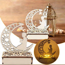 Wooden Moon Star LED Lights Decor for Eid Mubarak Night Light by Axyaa