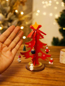 Handmade Wooden Christmas Tree Ornament in Red for Festive Holiday Decor by Axyaa