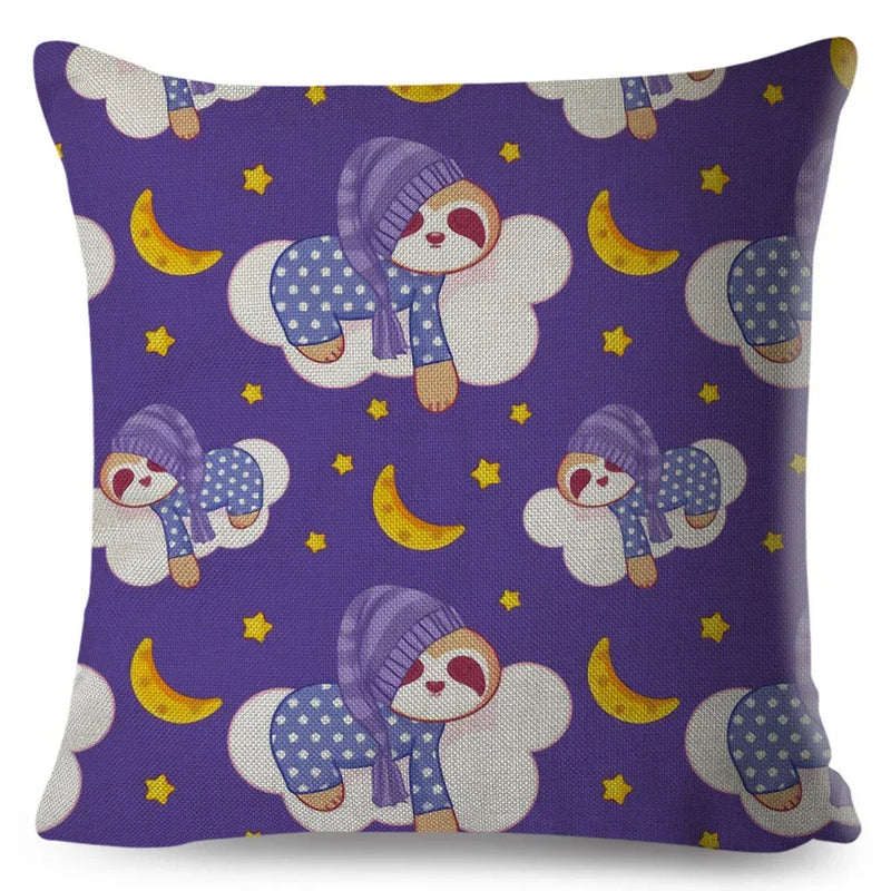 Axyaa Cat Cushion Cover: Decorative Linen Pillow for Home, Sofa, Children's Room