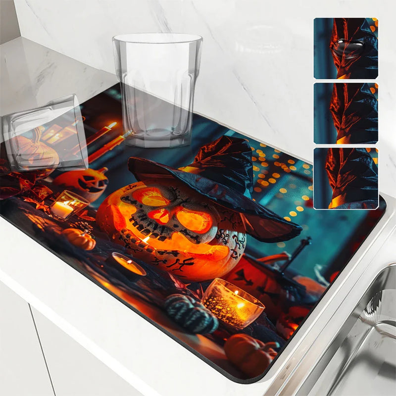 Axyaa Halloween Jack-o-Lantern Wizard Hat Absorbent Drying Mat