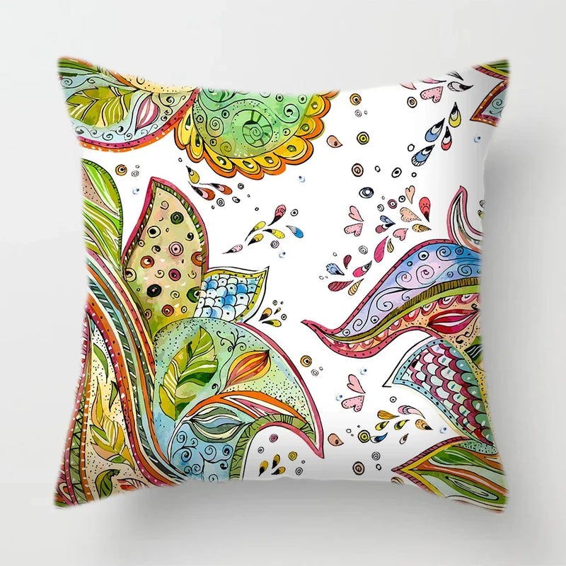 Tropical Plants Parrot Feather Cushion Cover for Sofa by Axyaa