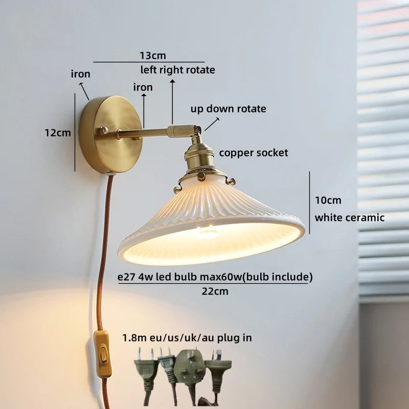 Axyaa White Glass LED Wall Lamps - Modern Nordic Interior, Up Down Rotate Lighting