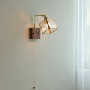 Axyaa Walnut LED Wall Lights Pull Chain Switch Sconce Cube Glass Rotatable Stair Lamp