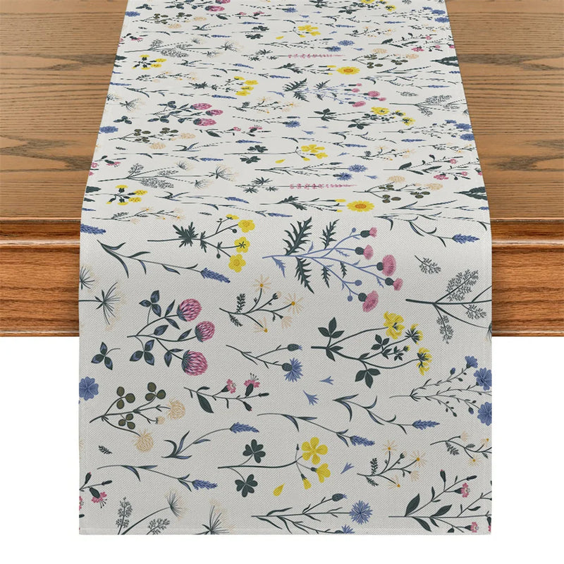 Axyaa Yellow Leaf Plant Table Runner | Chinese Style Floral Table Decor