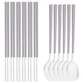 Axyaa 12-Piece Green Handle Stainless Steel Dinnerware Set chopsticks spoons flatware