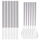 Axyaa 12-Piece Green Handle Stainless Steel Dinnerware Set chopsticks spoons flatware