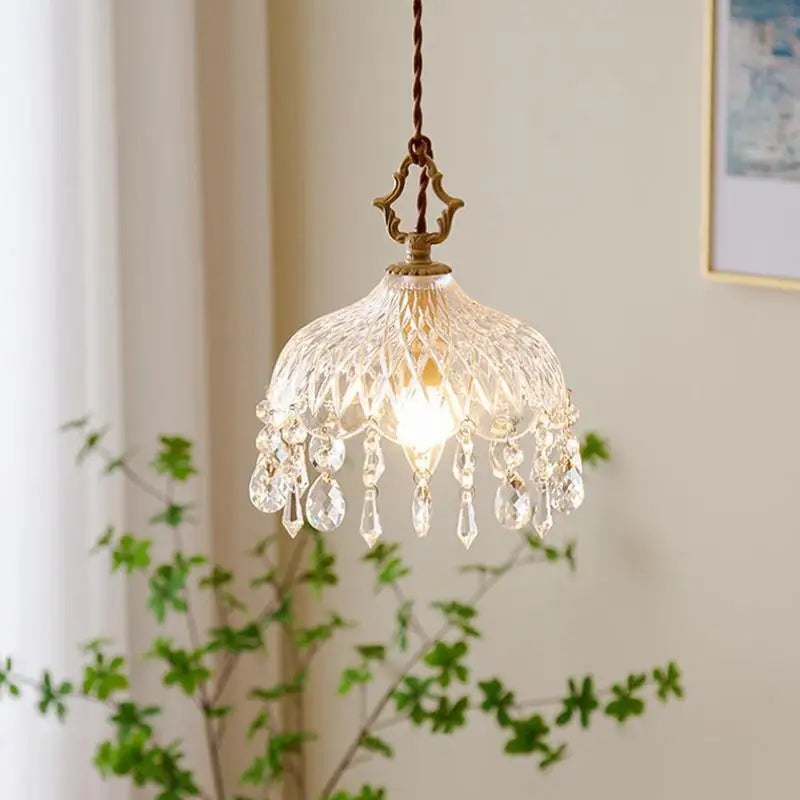 Axya Retro Glass LED Chandelier Pendant Lamp for Bedroom & Restaurant