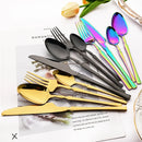 Axyaa 30-Piece Black Stainless Steel Dinnerware Set