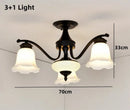 Axyaa Black Metal Chandelier with Glass Lampshade for Home Decor