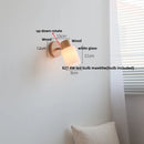 Axyaa LED Wall Light Fixture Wood Canopy White Glass Nordic Modern Plug In Sconce