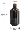 Modern Ceramic Flower Arrangement in White Black Gold Vases by Axyaa