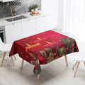 Axyaa Christmas Candle Printed Tablecloth Set
