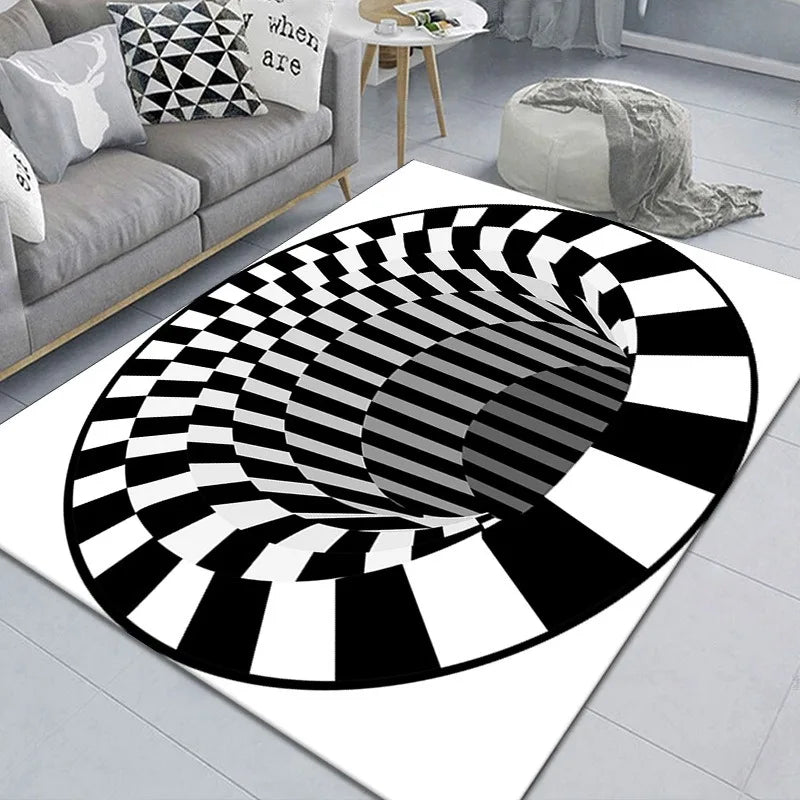 Axyaa 3D Optical Illusion Entrance Carpet: Trippy Living Room Rug for Hallway, Bedroom, Bathroom