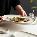 Axyaa Oval Ceramic Fish Plate: Stylish Tableware for Steaming, Barbecue, Sushi, Desserts