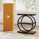 Axyaa Narrow End Table with 3 Shelves, Industrial Wooden Side Table