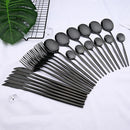Axyaa Black Stainless Steel Cutlery Set for Dinner Kitchen, 24Pcs Flatware Set