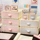 Axyaa Kawaii Cream Stationery Storage Box Organizer - Large Capacity Drawer-style Storage Rack