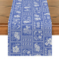 Axyaa Geometric Tropical Plant Table Runner for Indoor Outdoor Dining