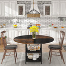 Axyaa 47" Round Dining Table with Storage Shelf, Wood Kitchen Table for 4