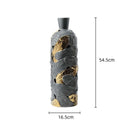 Axyaa Feather Gray Gold Pattern Vase: Chic Porcelain Home Decor Accessory