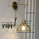 Axyaa Amber Glass LED Wall Sconce, Modern Nordic Style Plug-In Bedside Light