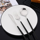 Axyaa Black Silver Cutlery Set for 5 - Stainless Steel Flatware Dinnerware