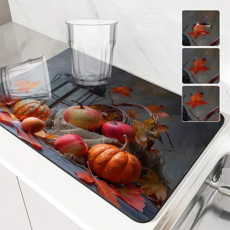 Axyaa Thanksgiving Kitchen Drying Mat Set