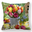 Axyaa Easter Bunny Egg Floral Print Pillowcase