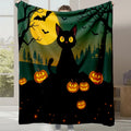 Axyaa Halloween Cartoon Flannel Blanket - Cute Print - Office Nap Sofa Blanket