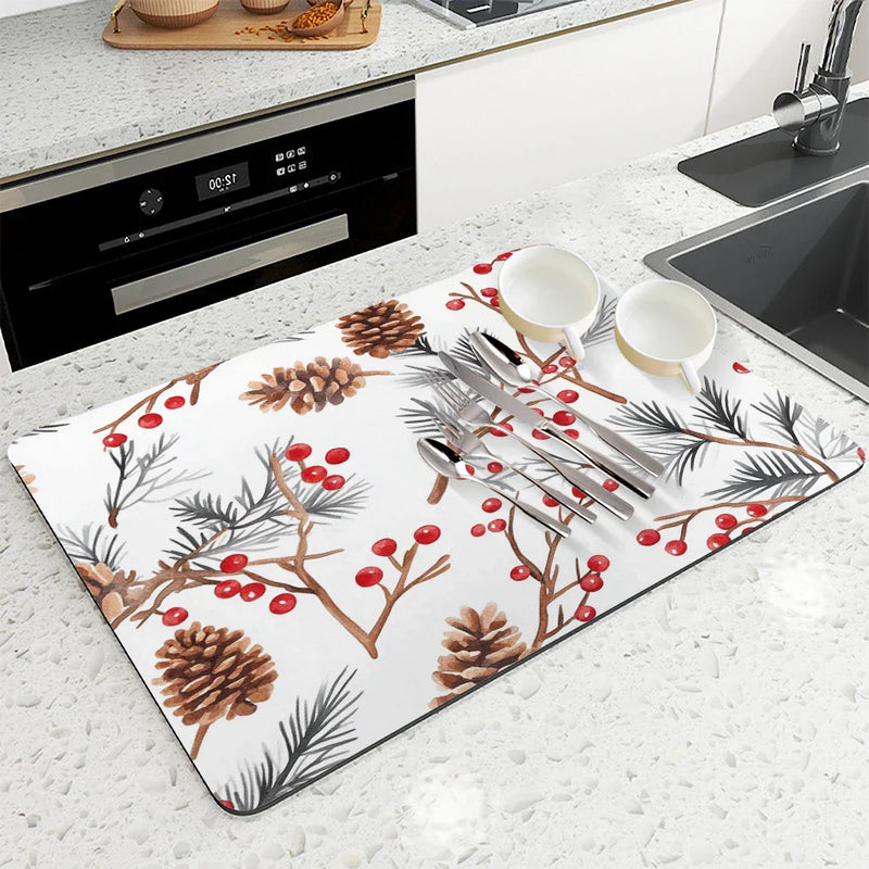 Axyaa Christmas Pine Kitchen Drying Mat