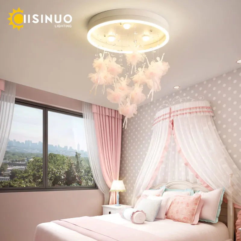 Axyaa Dancing Girl Chandelier: Modern LED Ceiling Lamp for Kids' Room Home Decoration