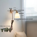 Axyaa Ceramic Wood LED Wall Sconce Rotates Coffee Balcony Stair Light Fixture