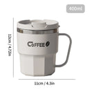 Axyaa Stainless Steel Double-Layer Insulated Coffee Cup With Handle and Sealed Lid