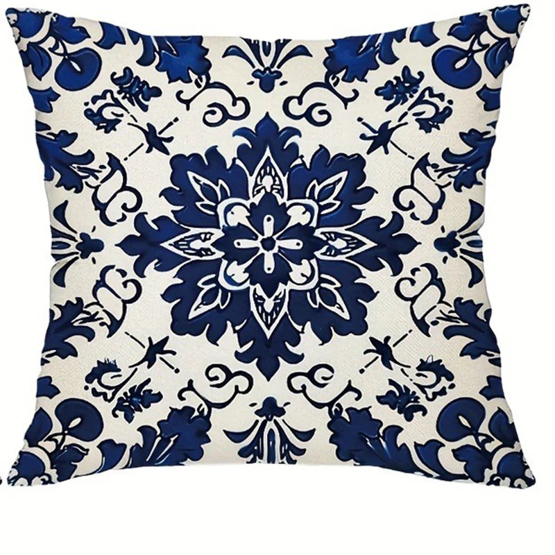 Axyaa Blue Floral Pattern Pillowcase - Home Decor Accent