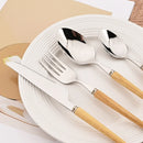 Axyaa Stainless Steel Wooden Handle Cutlery Set for Festive Dining
