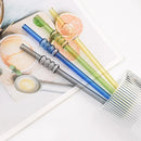 Axyaa Glass Drinking Straw Set with Brush - 4Pcs Smoothies Cocktails Bar Accessories