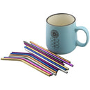 Axyaa Stainless Steel Colorful Bent Straws Set with Cleaner Brush