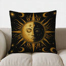 Axyaa Mystical Sun and Moon Pattern Throw Pillow Cover for Sofa, Bedroom, Car
