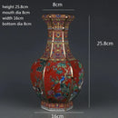 Axyaa Enamel Orange Flower Bird Vase | Antique Jingdezhen Porcelain Decor