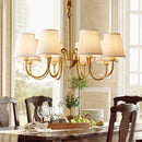 Axyaa American Copper Chandelier with White Fabric Shades for Home Decor