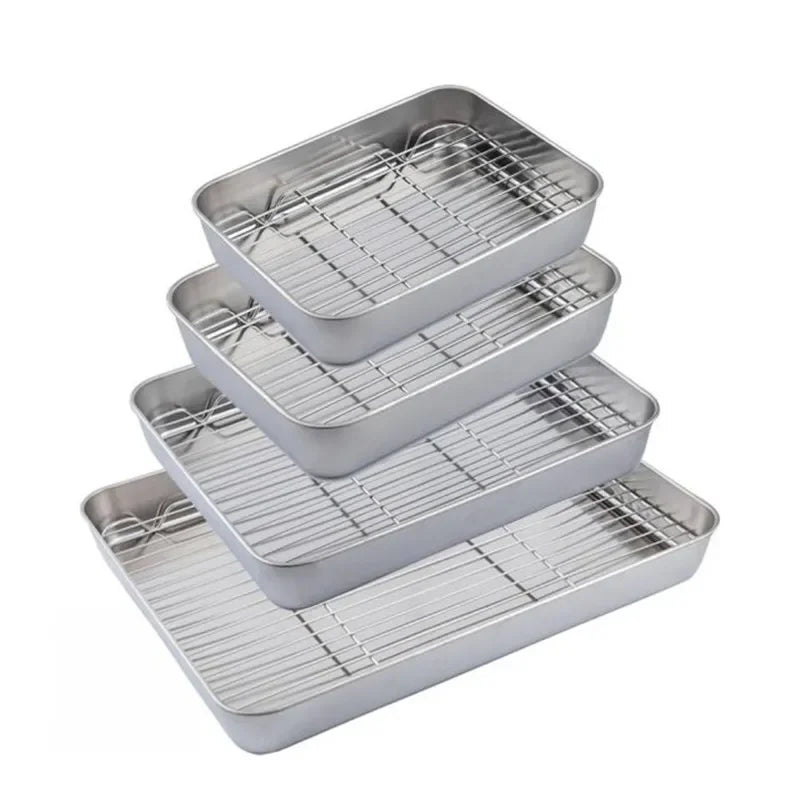 Axya 304 Stainless Steel Baking Tray with Removable Cooling Rack