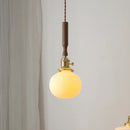 Axyaa Modern Ceramic Walnut Copper LED Pendant Light Chandelier